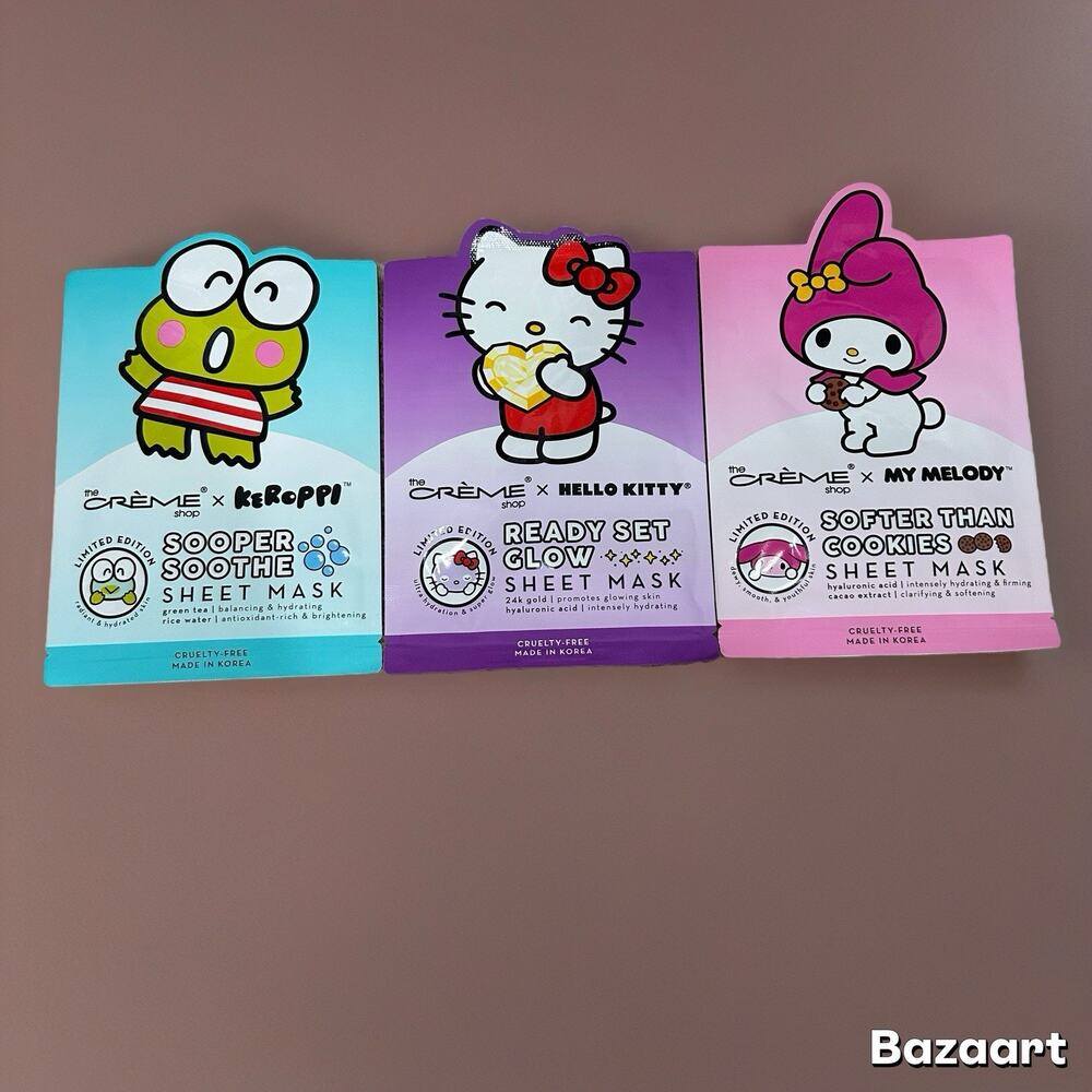 The Creme Shop X Hello Kitty My Melody Keroppi Korean Sheet Masks Set Of 3